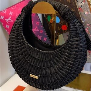 Cult Gaia Woven Half-Moon Handbag - Black